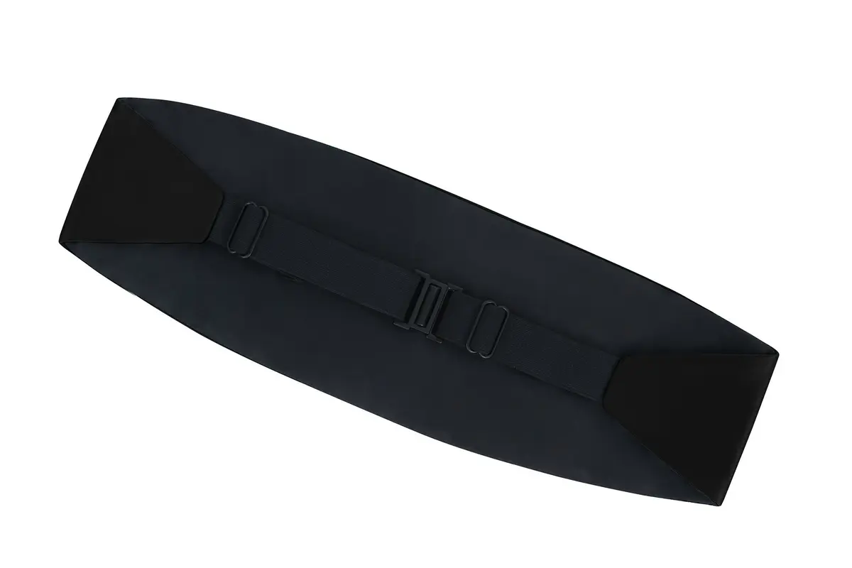 S.H. Churchill & Co. Men's Adjustable 4-Pleat Satin Cummerbund Black | Fits Waists Up to 48 Inches - view 7