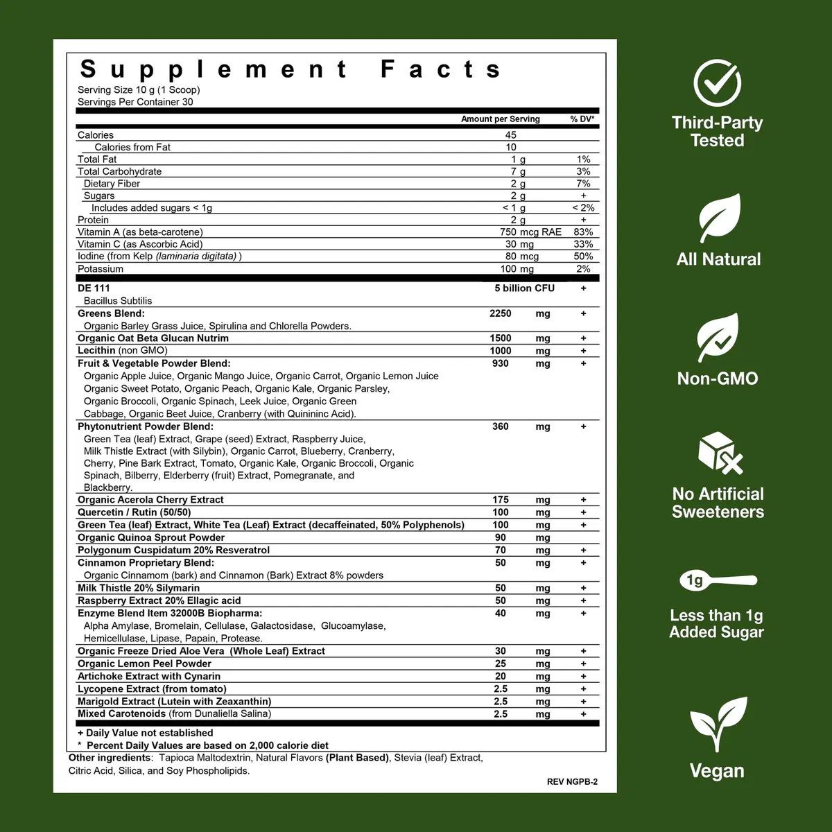 Biopharma Scientific NanoGreens + Probiotic Greens Powder (Strawberry) | Plant-Based Superfood with 5 Billion CFU & 30 Servings - view 8