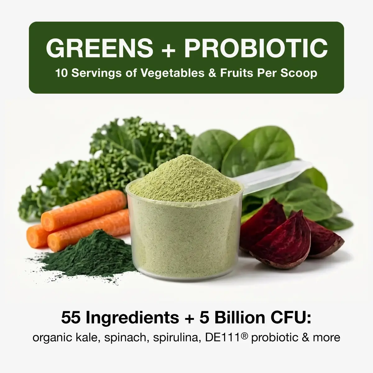 Biopharma Scientific NanoGreens + Probiotic Greens Powder (Strawberry) | Plant-Based Superfood with 5 Billion CFU & 30 Servings - view 2