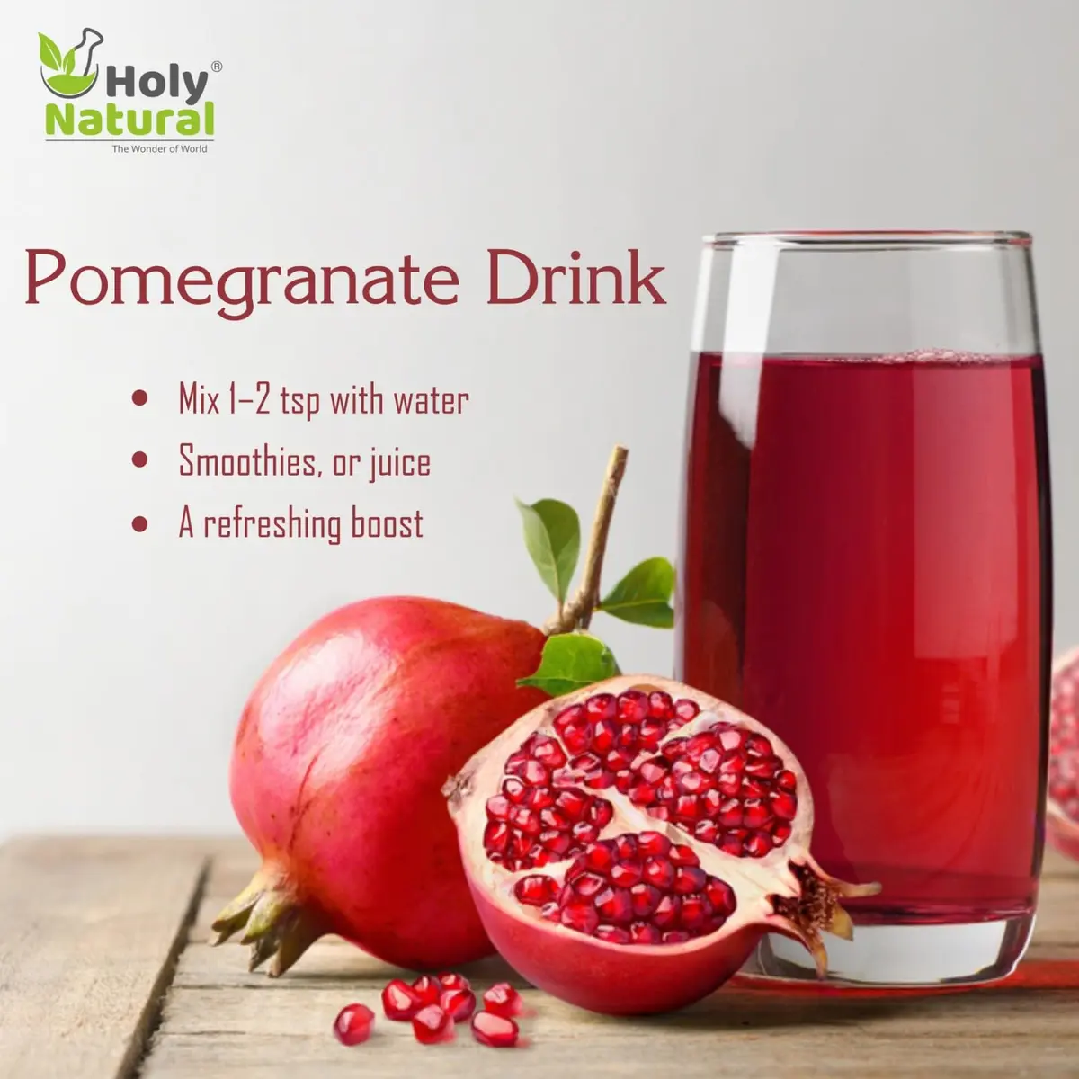 Holy Natural Pomegranate Powder 100g (3.52 Oz) | Organic Fruit Powder for Baking & Drinks - view 5