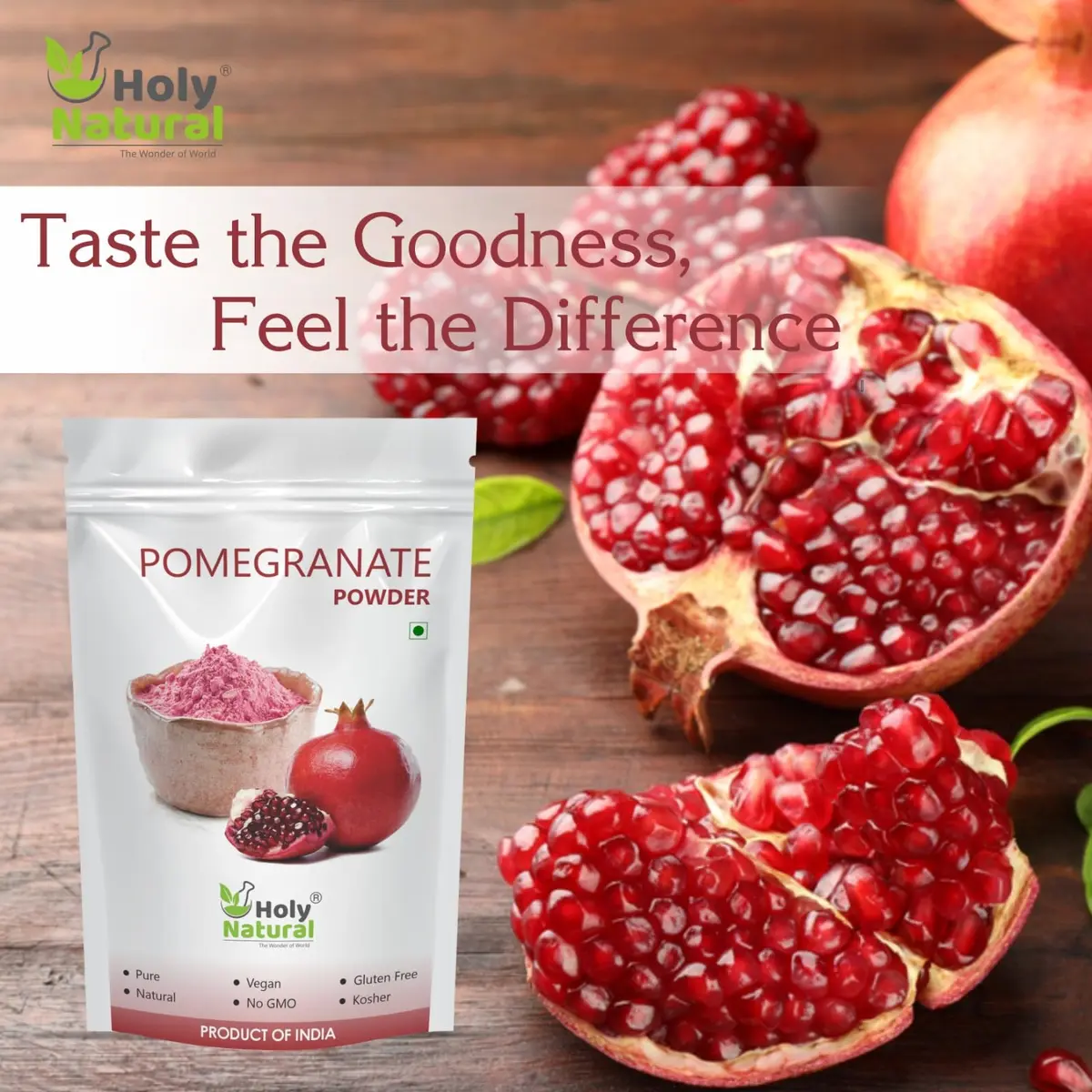 Holy Natural Pomegranate Powder 100g (3.52 Oz) | Organic Fruit Powder for Baking & Drinks - view 3
