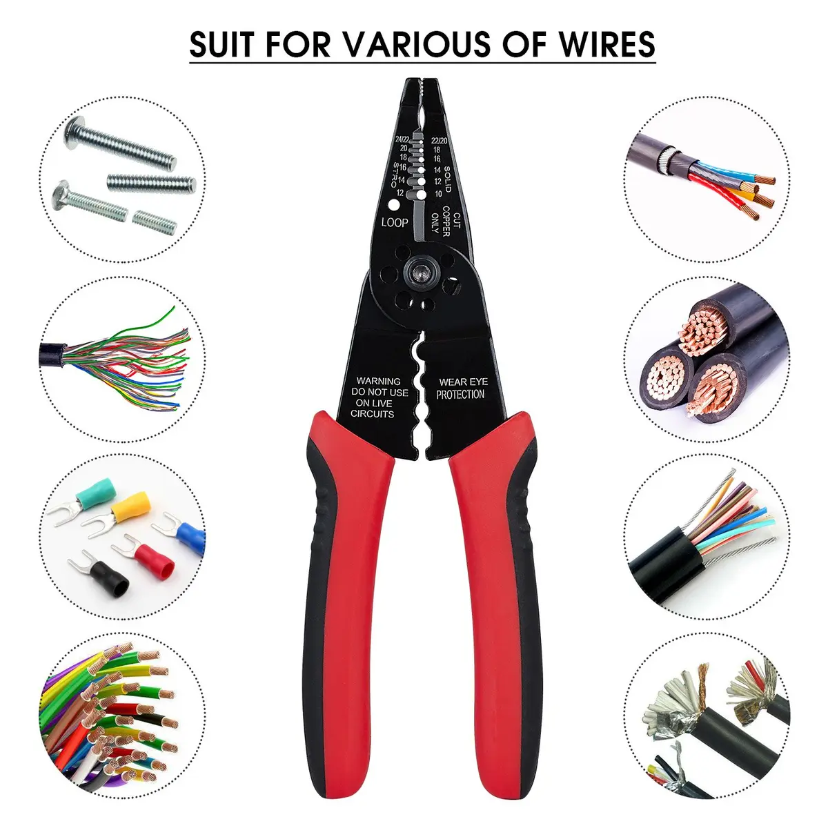 WGGE WG-015 Professional Wire Stripper, Wire Cutter & Crimper 8-inch | Accurate, Durable & Ergonomic - view 4