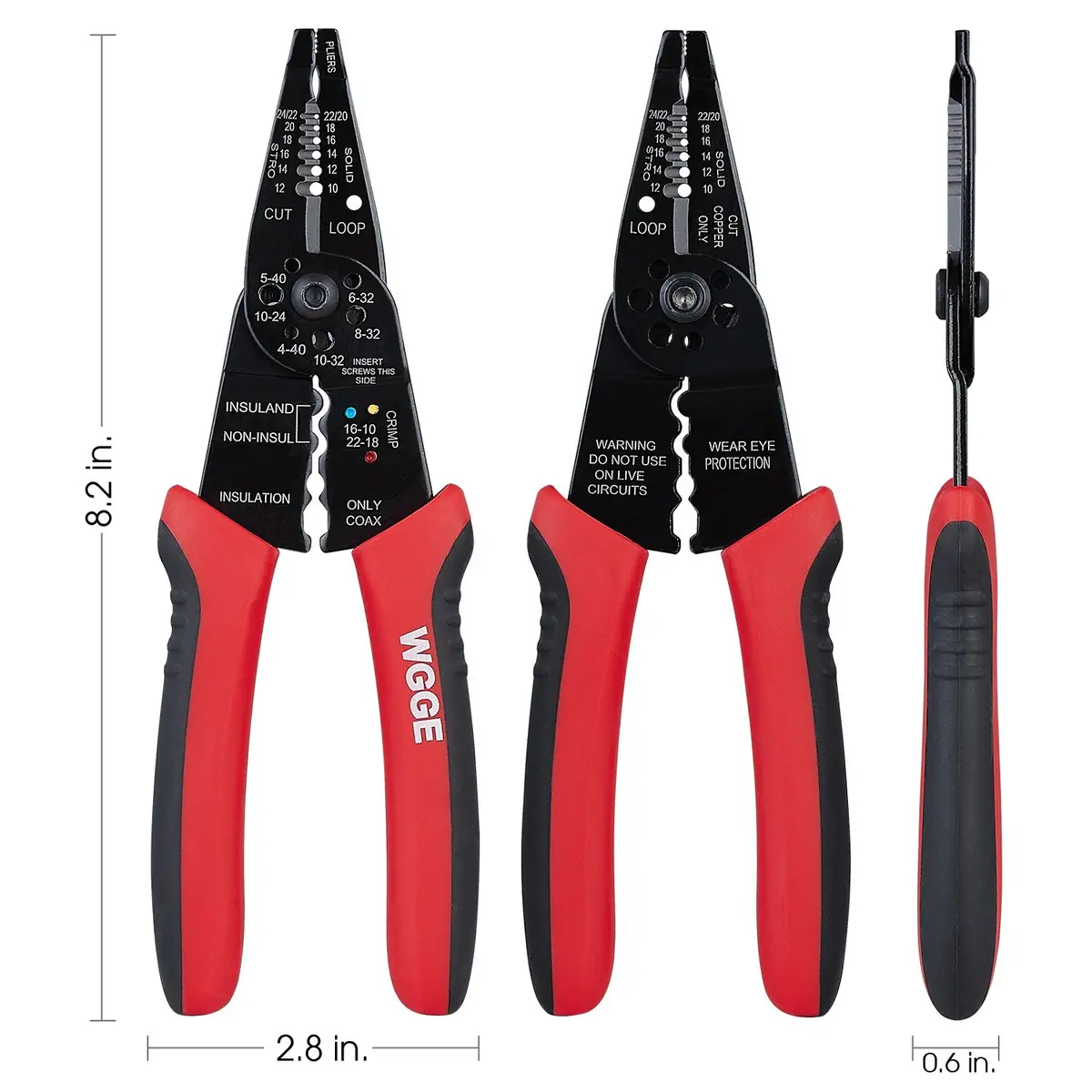 WGGE WG-015 Professional Wire Stripper, Wire Cutter & Crimper 8-inch | Accurate, Durable & Ergonomic - view 2