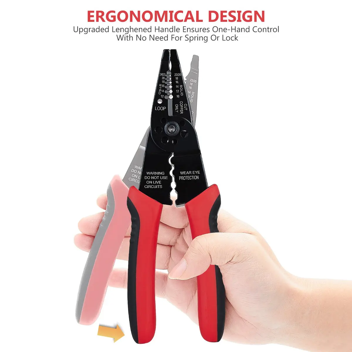 WGGE WG-015 Professional Wire Stripper, Wire Cutter & Crimper 8-inch | Accurate, Durable & Ergonomic - view 3