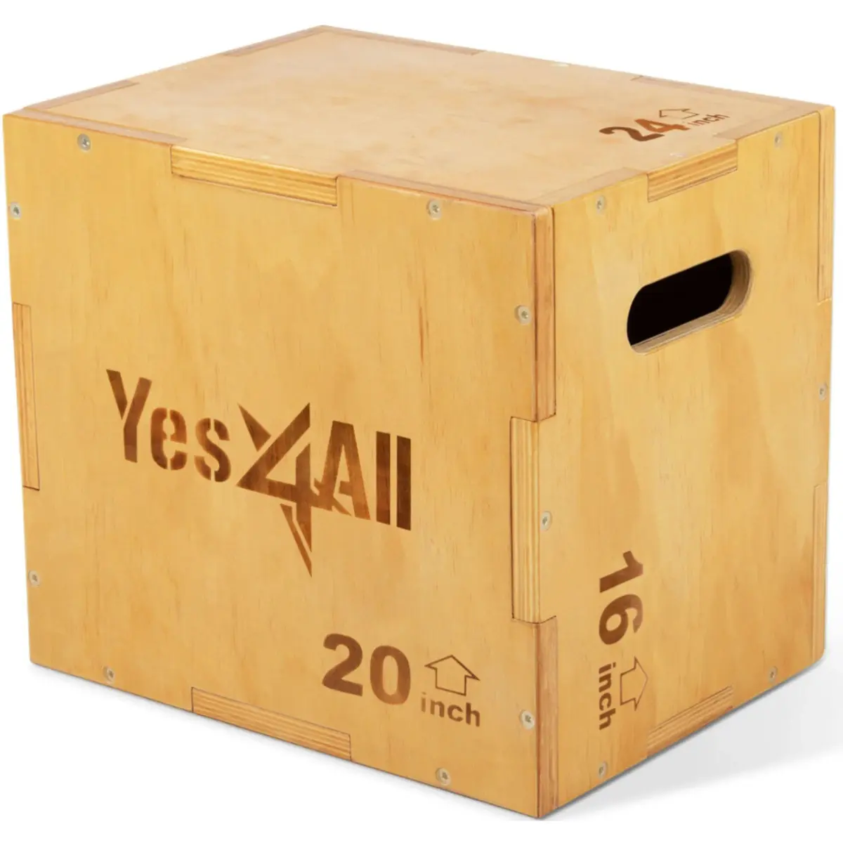 Yes4All 3-in-1 Wooden Plyo Box 16x20x24 inches | 450 lbs Capacity for Home Gym Workouts - main product image