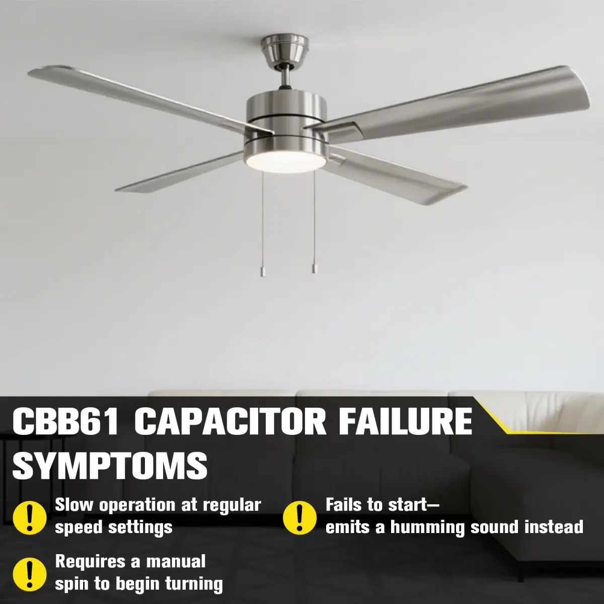 Podoy CBB61 Ceiling Fan Capacitor 4.5uf+5uf+6uf 5 Wire 250VAC 50/60Hz (2-Pack) - view 6