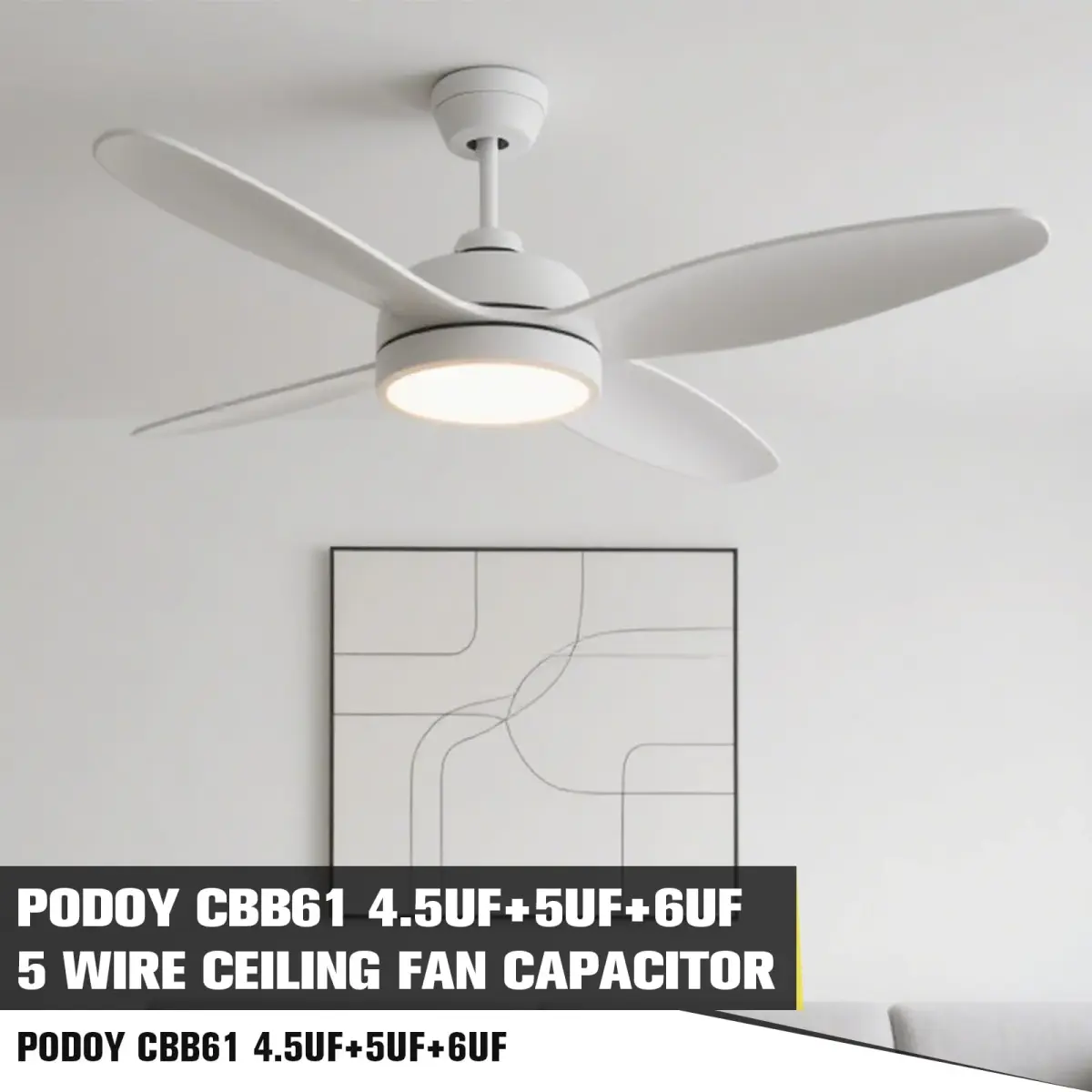 Podoy CBB61 Ceiling Fan Capacitor 4.5uf+5uf+6uf 5 Wire 250VAC 50/60Hz (2-Pack) - view 7