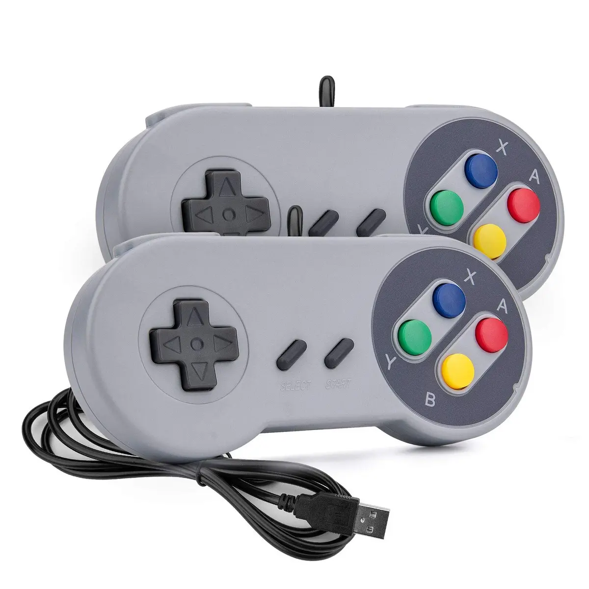 Rii Classic Retro USB Wired Game Controller for PC Gaming, Grey | 2 Pack, Compatible with Windows & Mac - main product image