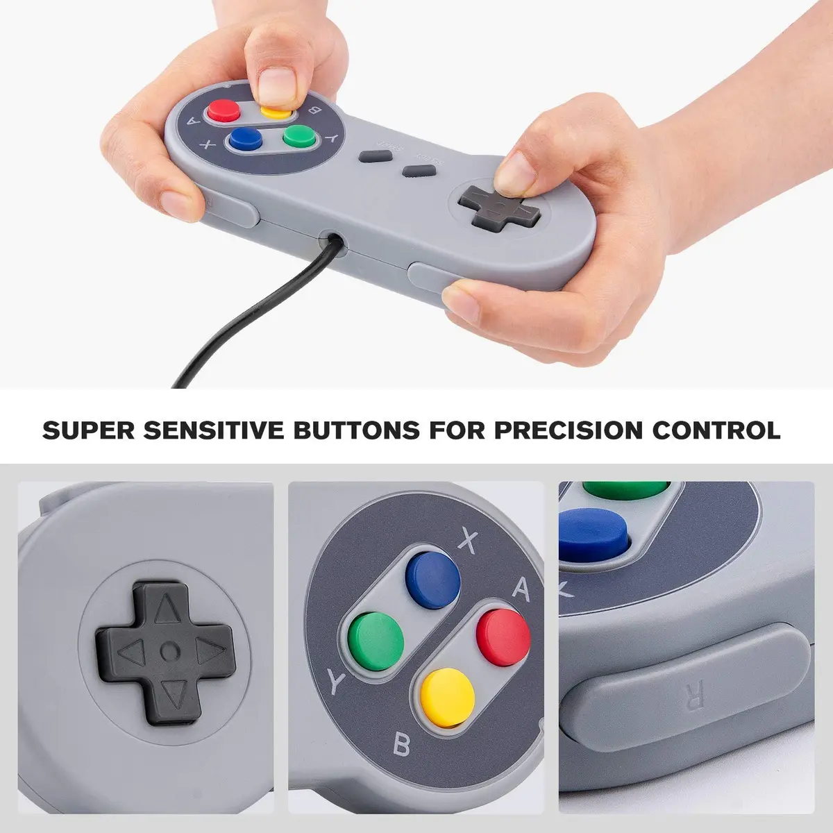 Rii Classic Retro USB Wired Game Controller for PC Gaming, Grey | 2 Pack, Compatible with Windows & Mac - view 5