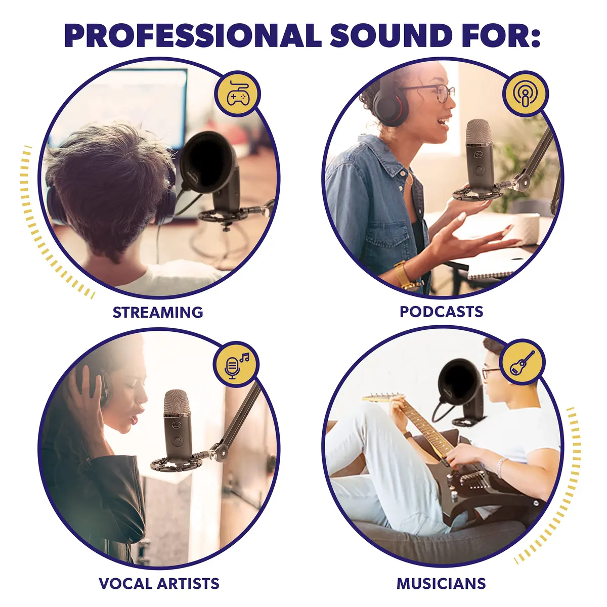 Auphonix Pro Microphone Shock Mount - Mic Holder Compatible w/Blue Yeti, Snowball & Pro Microphones | Vibration & Shock Protection - view 4