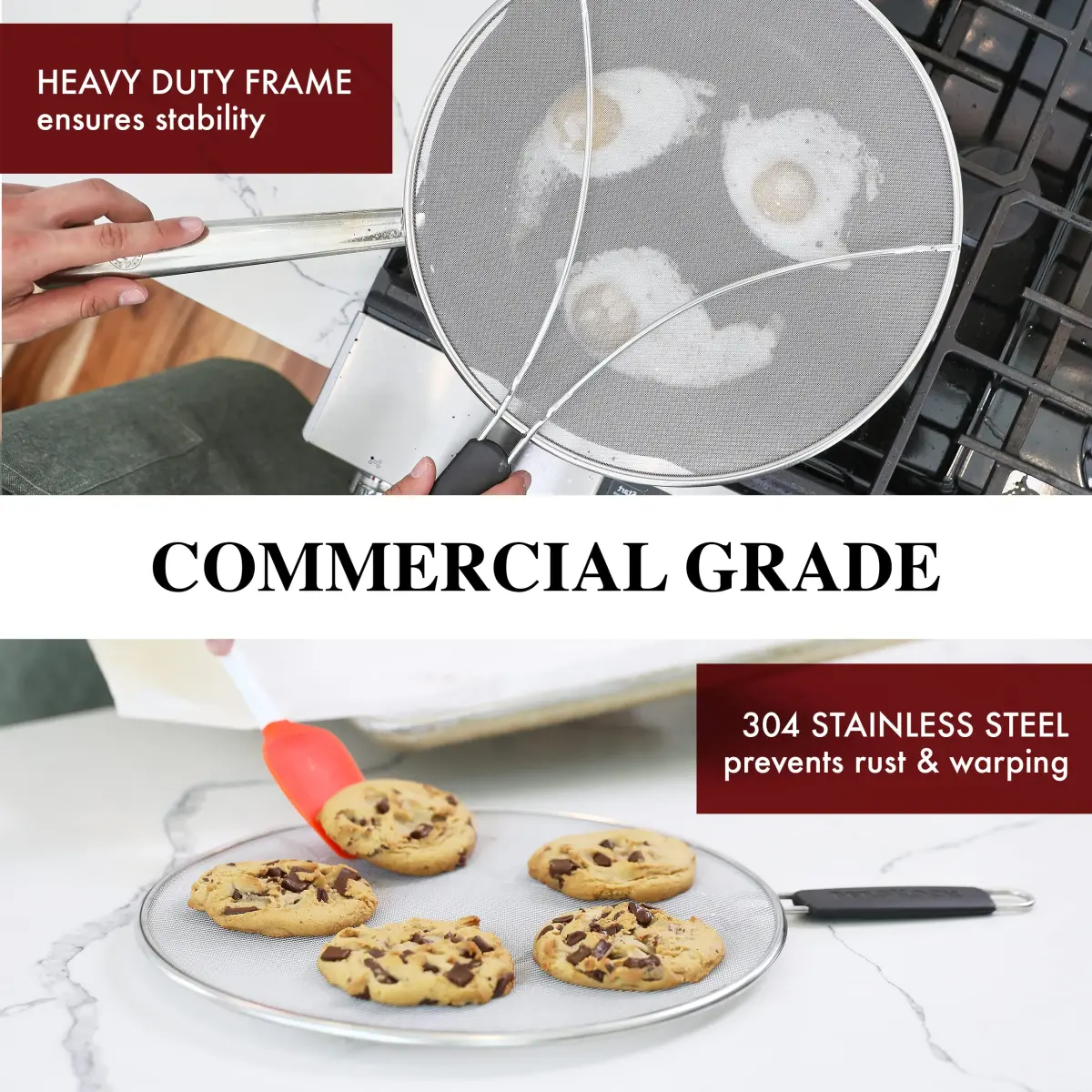 BergKoch 9.5 Inch Stainless Steel Splatter Screen | Heavy Duty Grease Guard for Frying Pans - view 6