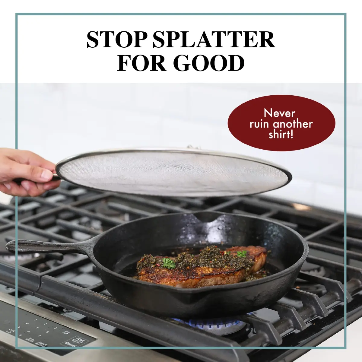 BergKoch 9.5 Inch Stainless Steel Splatter Screen | Heavy Duty Grease Guard for Frying Pans - view 8