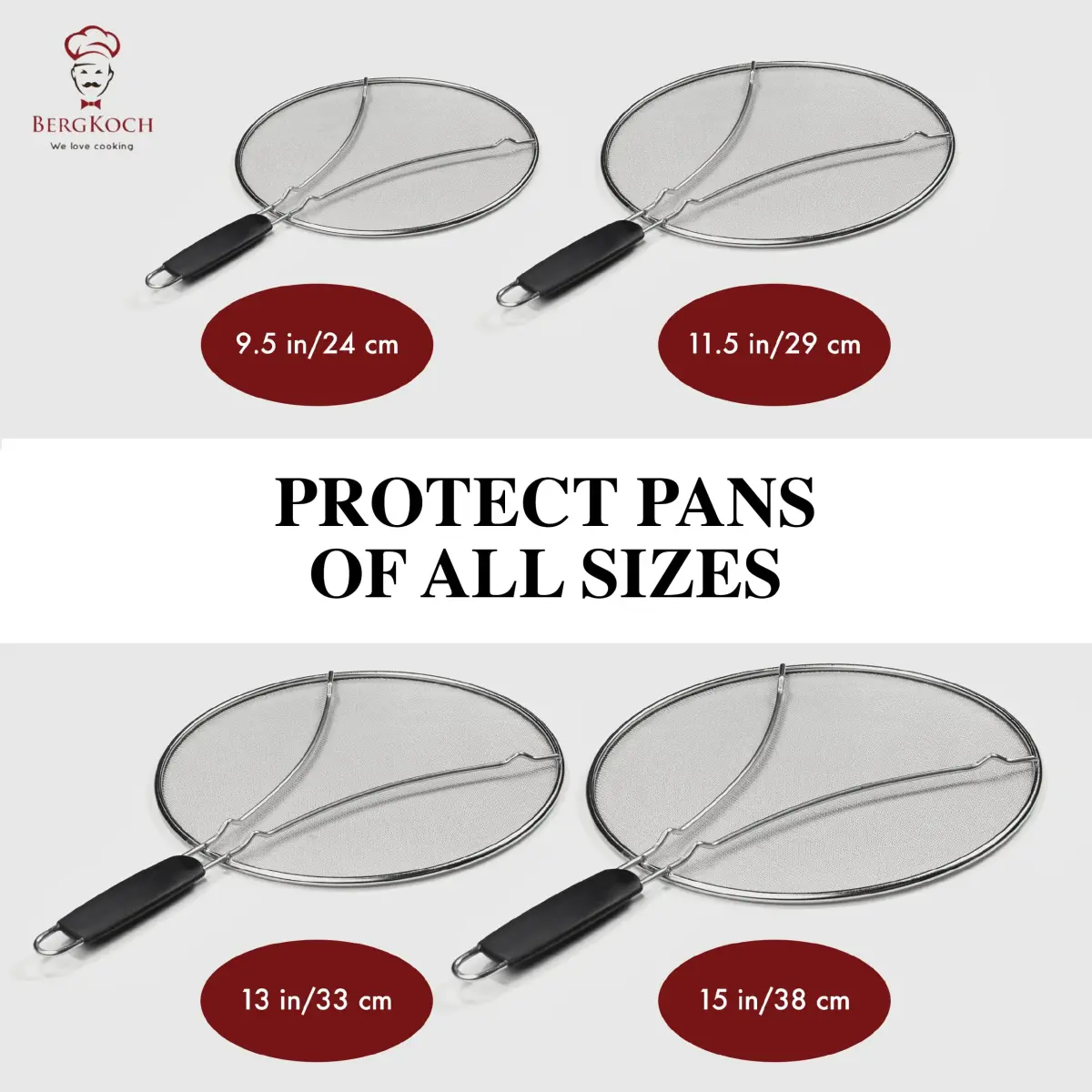 BergKoch 9.5 Inch Stainless Steel Splatter Screen | Heavy Duty Grease Guard for Frying Pans - view 9