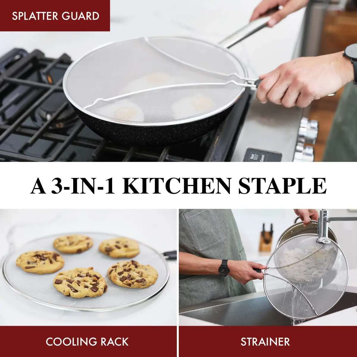 BergKoch 9.5 Inch Stainless Steel Splatter Screen | Heavy Duty Grease Guard for Frying Pans - view 4