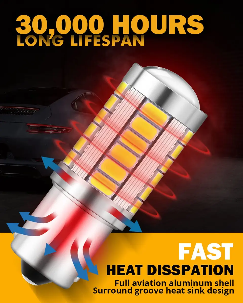 Auxbeam 1156 LED Bulb White 6500K BA15S 12V 4000LM | Backup Reverse Light Upgrade - view 5