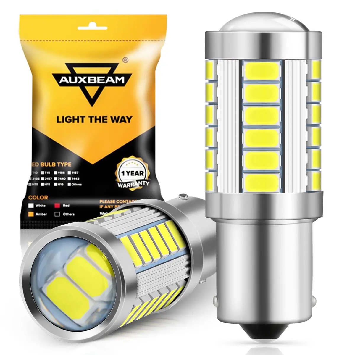 Auxbeam 1156 LED Bulb White 6500K BA15S 12V 4000LM | Backup Reverse Light Upgrade - main product image