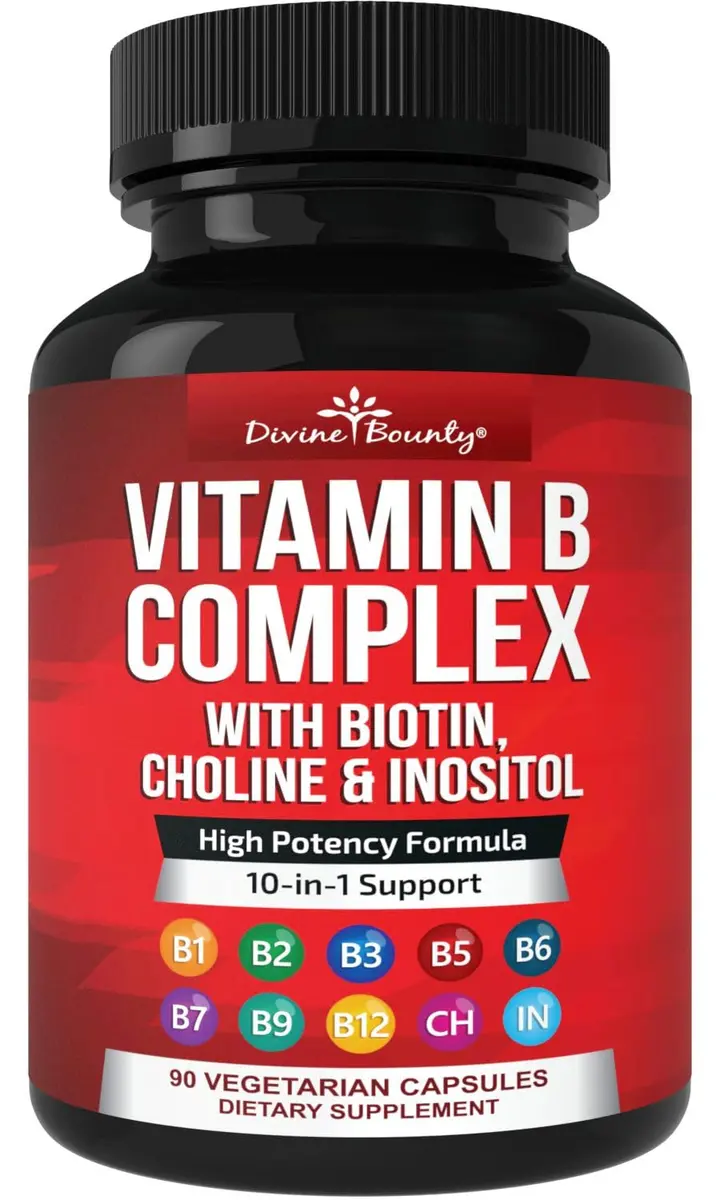 Divine Bounty Vitamin B Complex, 90 Capsules | All B Vitamins in One Potent Capsule - main product image