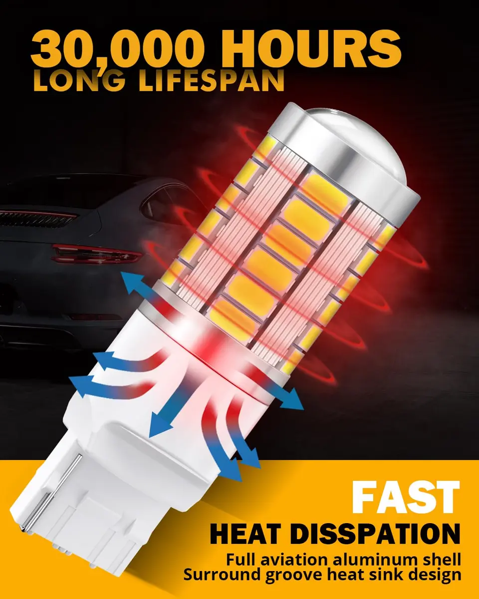 Auxbeam 7440 LED Bulbs for Backup Reverse Lights | Super Bright 6500K White 58mm x 18mm | 33W, 4000 Lumens, 12V, Pack of 2 - view 7