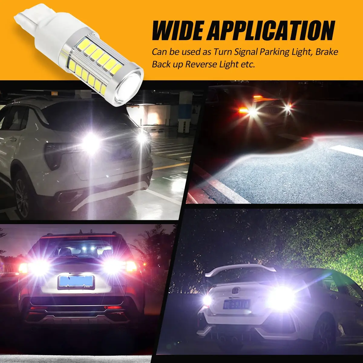 Auxbeam 7440 LED Bulbs for Backup Reverse Lights | Super Bright 6500K White 58mm x 18mm | 33W, 4000 Lumens, 12V, Pack of 2 - view 4