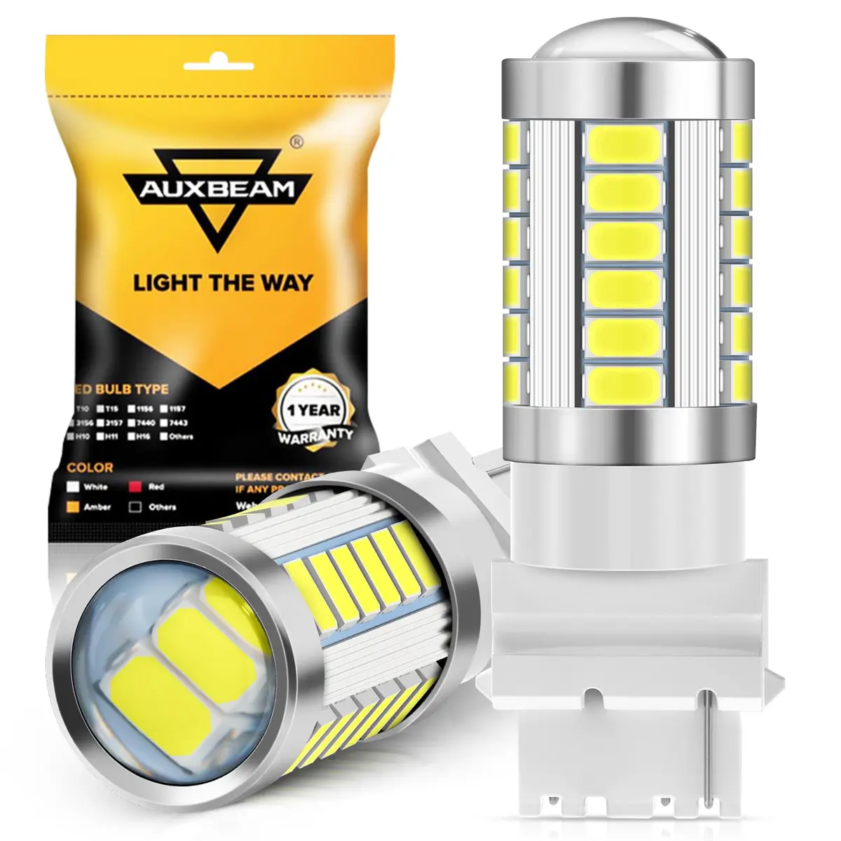 Auxbeam 3156 LED Bulbs White 6500K 4000 Lumens (Set of 2) | Plug & Play T25 P27W Replacement for Turn Signal Backup Lights - main product image