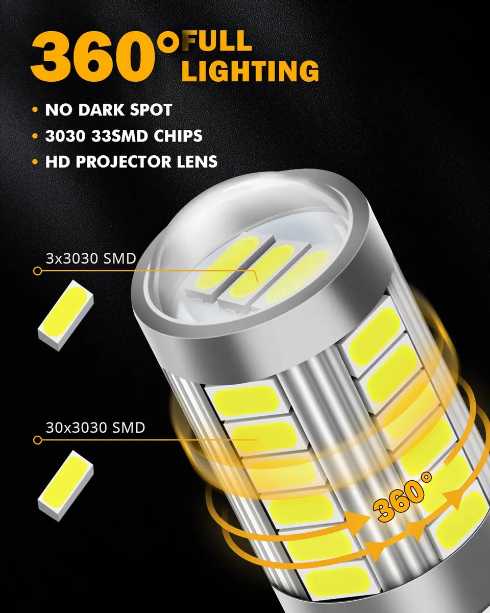 Auxbeam 3156 LED Bulbs White 6500K 4000 Lumens (Set of 2) | Plug & Play T25 P27W Replacement for Turn Signal Backup Lights - view 4