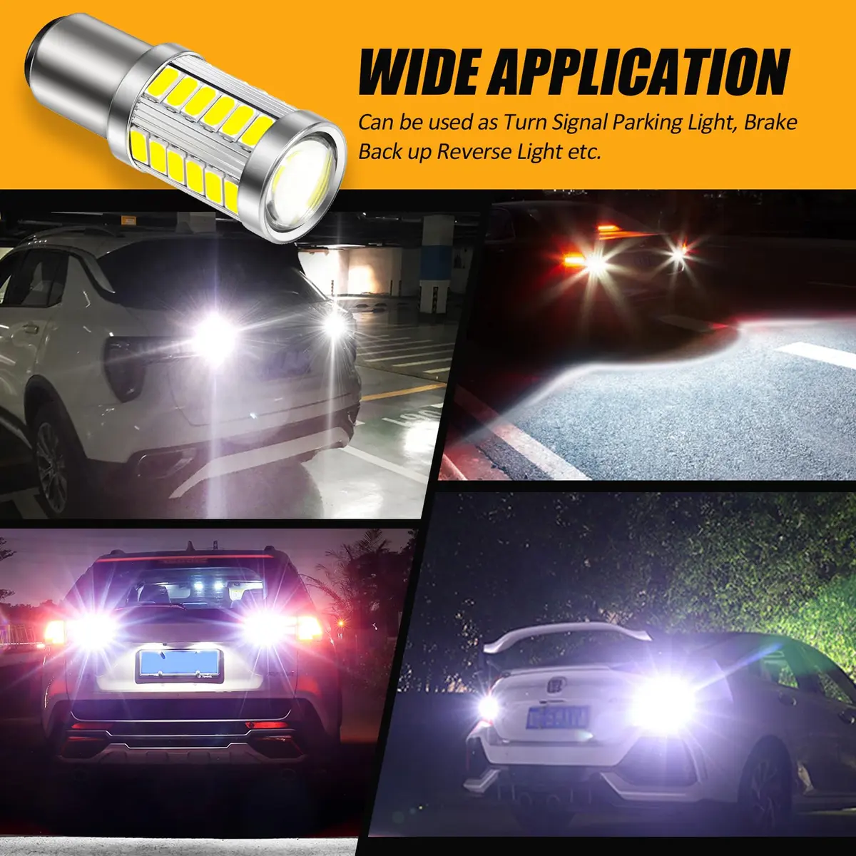 Auxbeam 1157 BAY15D LED Bulbs White 6500K 4000 Lumens (Pack of 2) | Brighter Reverse & Tail Lights - view 6