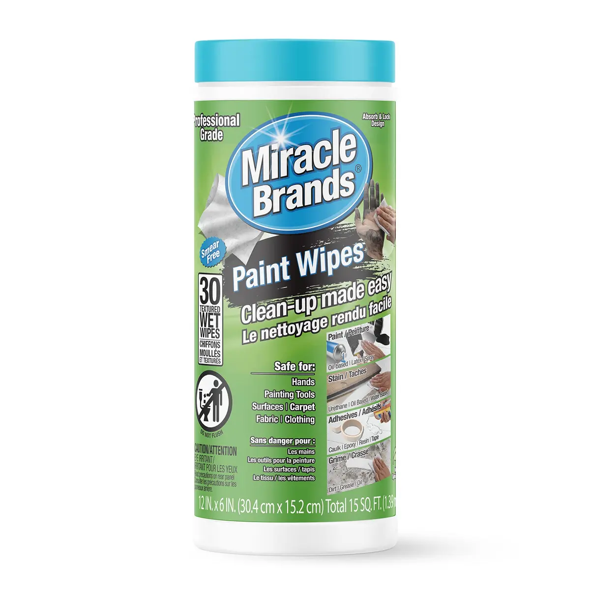 MiracleWipes Surface Cleaning Wipe 30 Count | Fast Cleanup for Paint & Grime, Made in USA - main product image