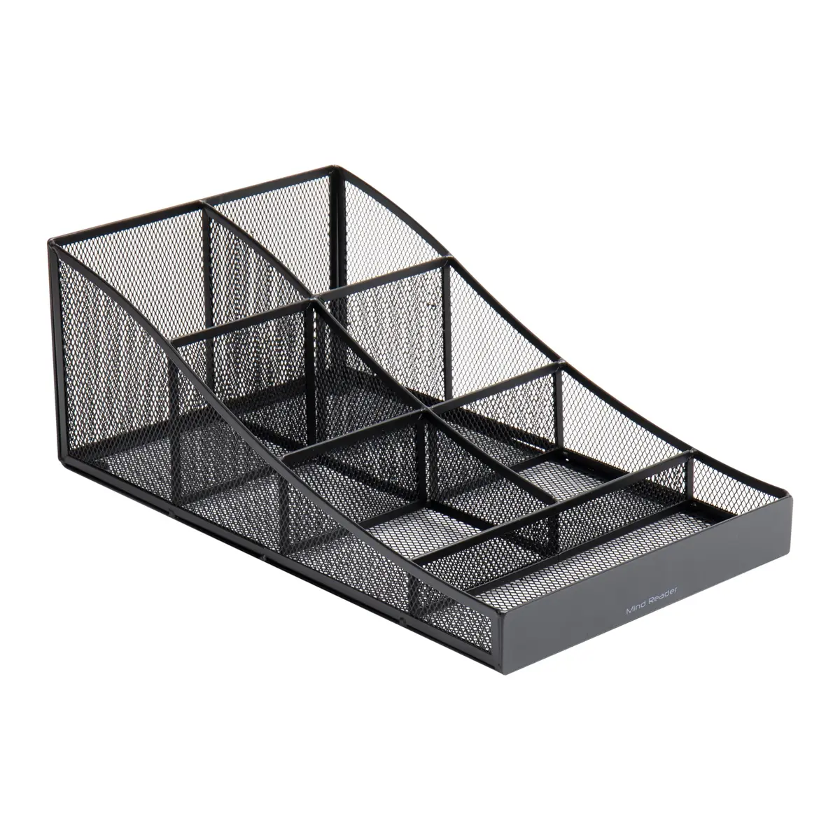 Mind Reader Countertop Organizer, 7-Compartment Metal Mesh Caddy for Breakroom Supplies | Black - view 5