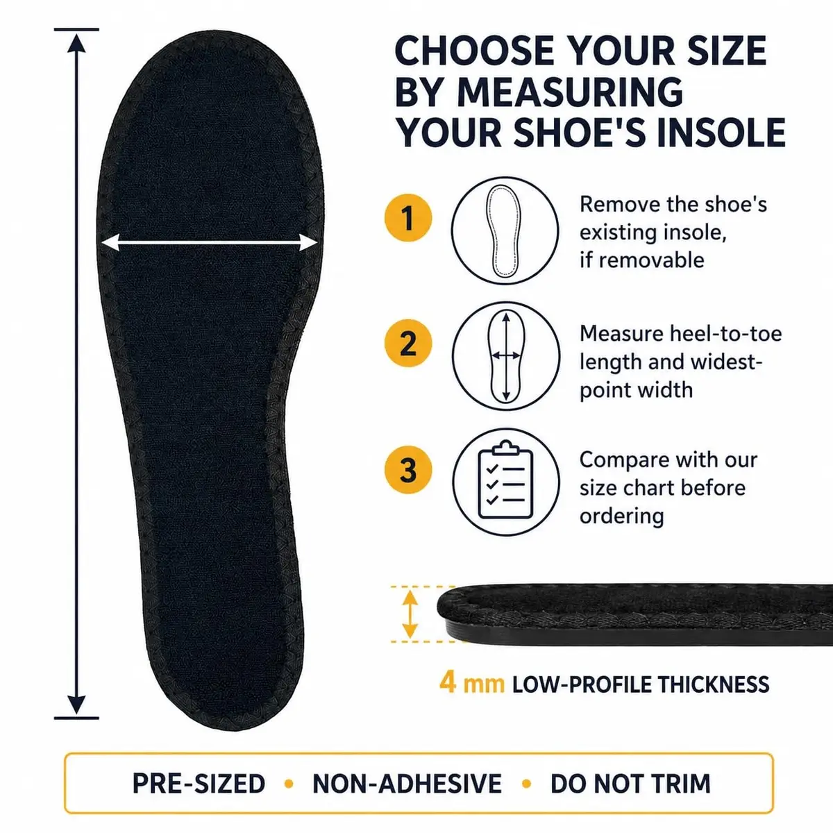 Happystep Shoe Inserts & Liners Women Size 5 | Moisture-Wicking Cotton Terry, Reusable & Washable - view 2