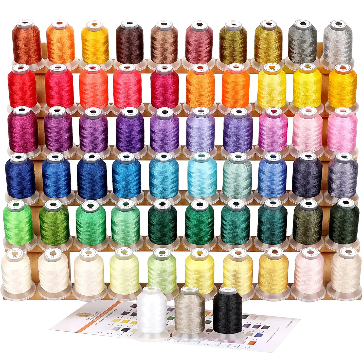 New brothread 63 Spools Polyester Machine Embroidery Thread Kit 500m Each | Assorted Bright Colors for All Embroidery Machines - main product image
