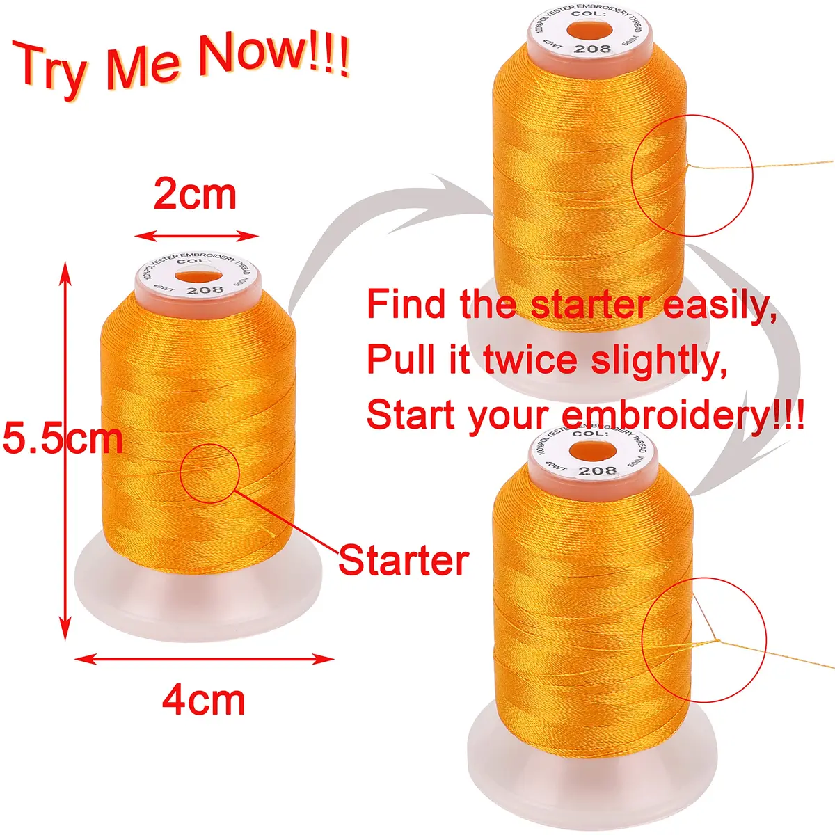 New brothread 63 Spools Polyester Machine Embroidery Thread Kit 500m Each | Assorted Bright Colors for All Embroidery Machines - view 3