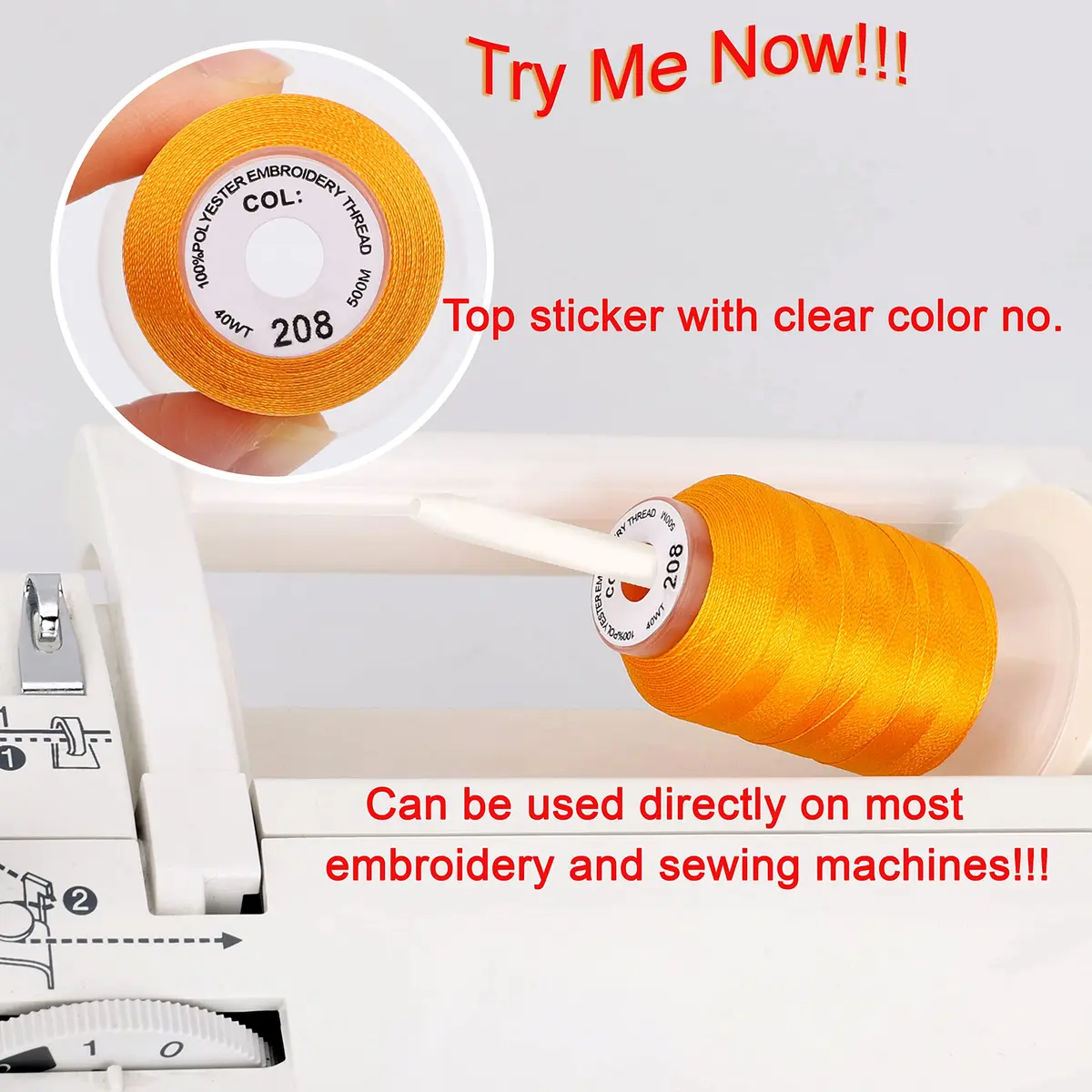 New brothread 63 Spools Polyester Machine Embroidery Thread Kit 500m Each | Assorted Bright Colors for All Embroidery Machines - view 4