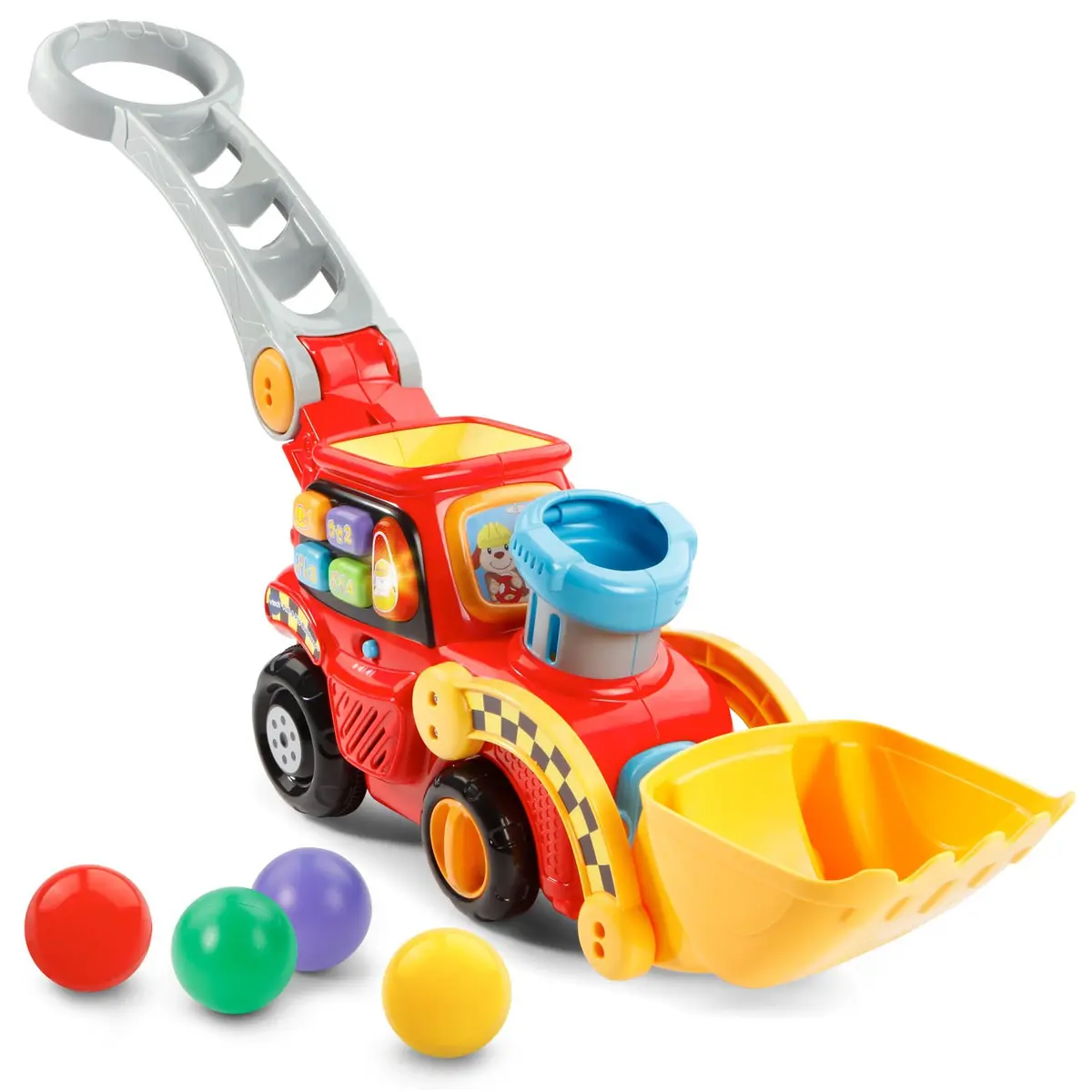 VTech Pop-a-Balls Push and Pop Bulldozer, Red | Interactive Motor Skills Toy for Kids 1-6 - main product image