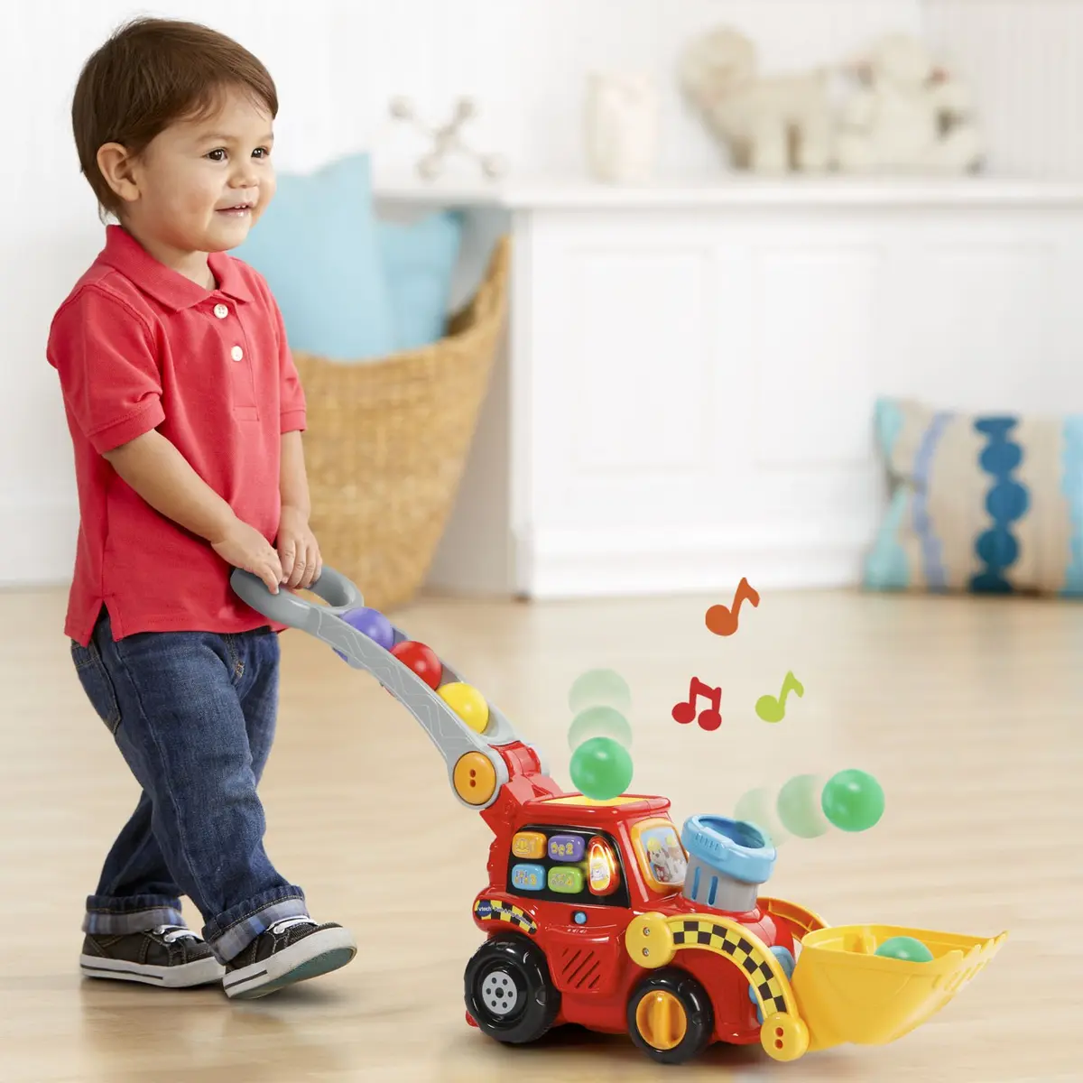 VTech Pop-a-Balls Push and Pop Bulldozer, Red | Interactive Motor Skills Toy for Kids 1-6 - view 5