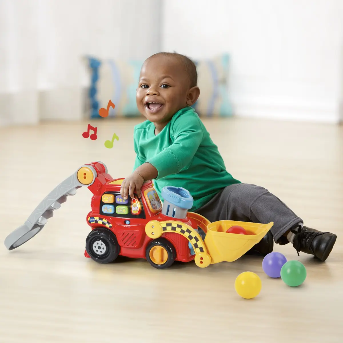 VTech Pop-a-Balls Push and Pop Bulldozer, Red | Interactive Motor Skills Toy for Kids 1-6 - view 6