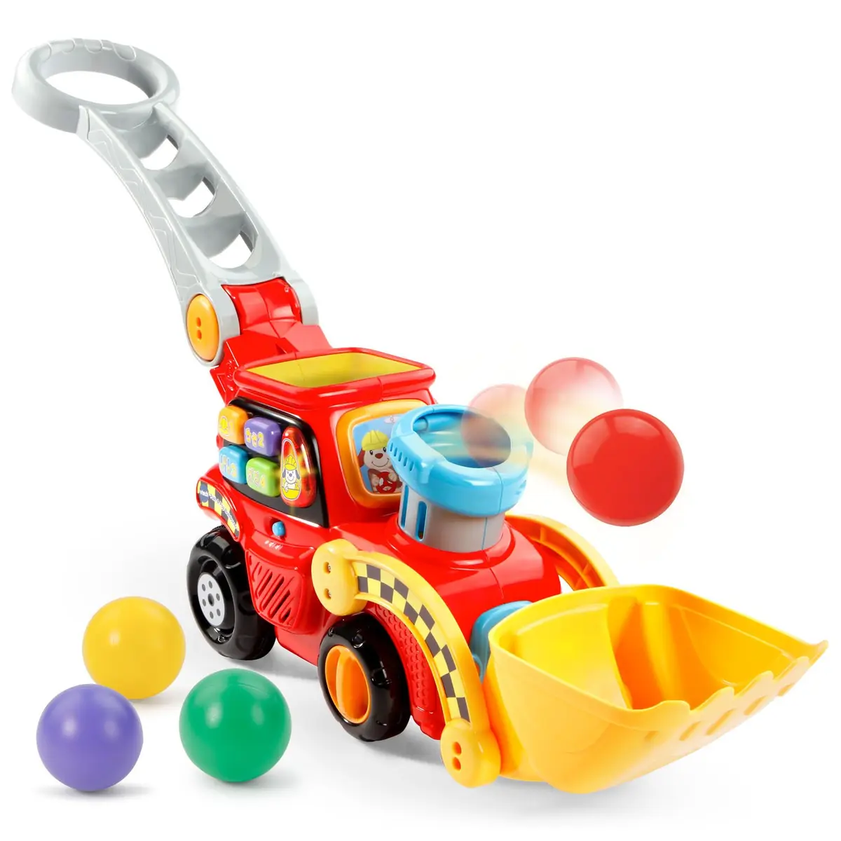 VTech Pop-a-Balls Push and Pop Bulldozer, Red | Interactive Motor Skills Toy for Kids 1-6 - view 2