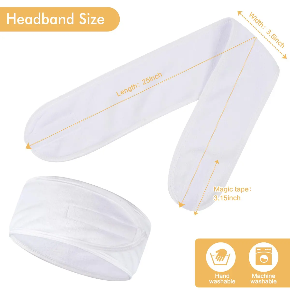 SINLAND Adjustable Microfiber Facial Headband 3 Pack White | Soft & Washable for Spa & Makeup - view 5