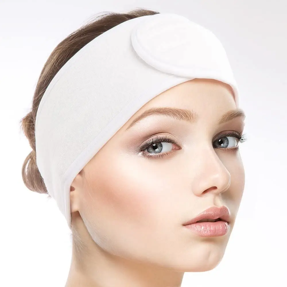 SINLAND Adjustable Microfiber Facial Headband 3 Pack White | Soft & Washable for Spa & Makeup - view 8