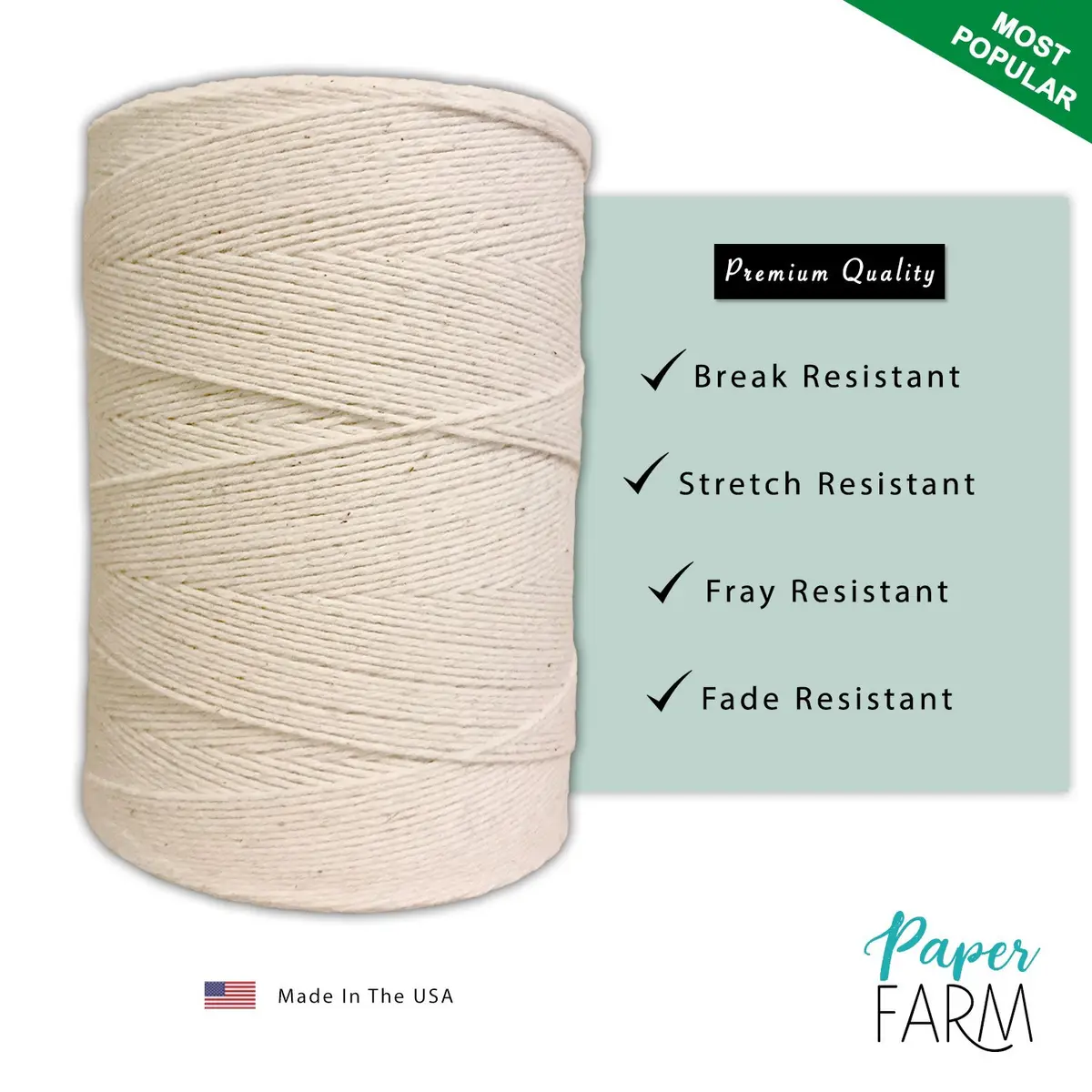 Paper Farm Durable Loom Warp Thread (Natural/Off White) | 8/4 Warp Yarn for Weaving - view 2