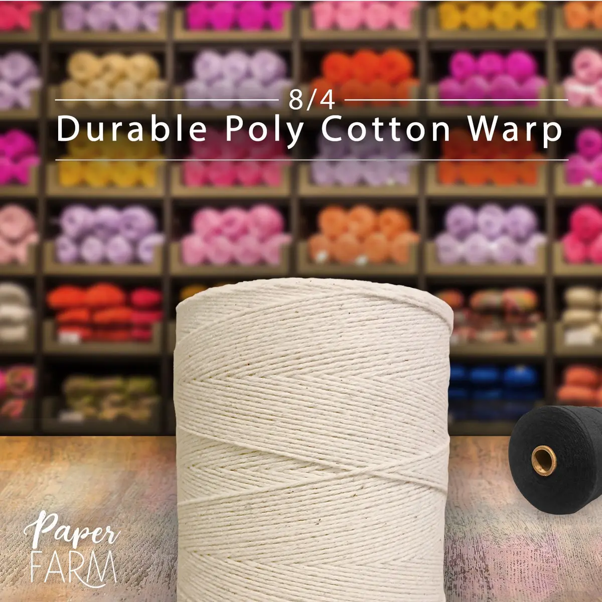 Paper Farm Durable Loom Warp Thread (Natural/Off White) | 8/4 Warp Yarn for Weaving - view 3