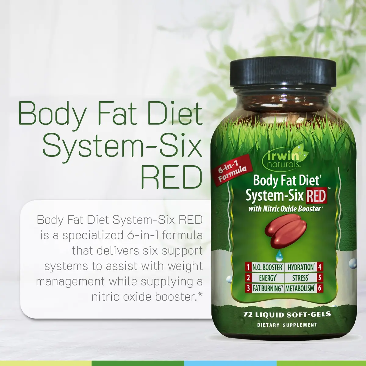 Irwin Naturals Body Fat Diet System-Six RED Nitric Oxide Booster 72 Liquid Soft-Gels | Supports Fat Burning & Energy - view 5