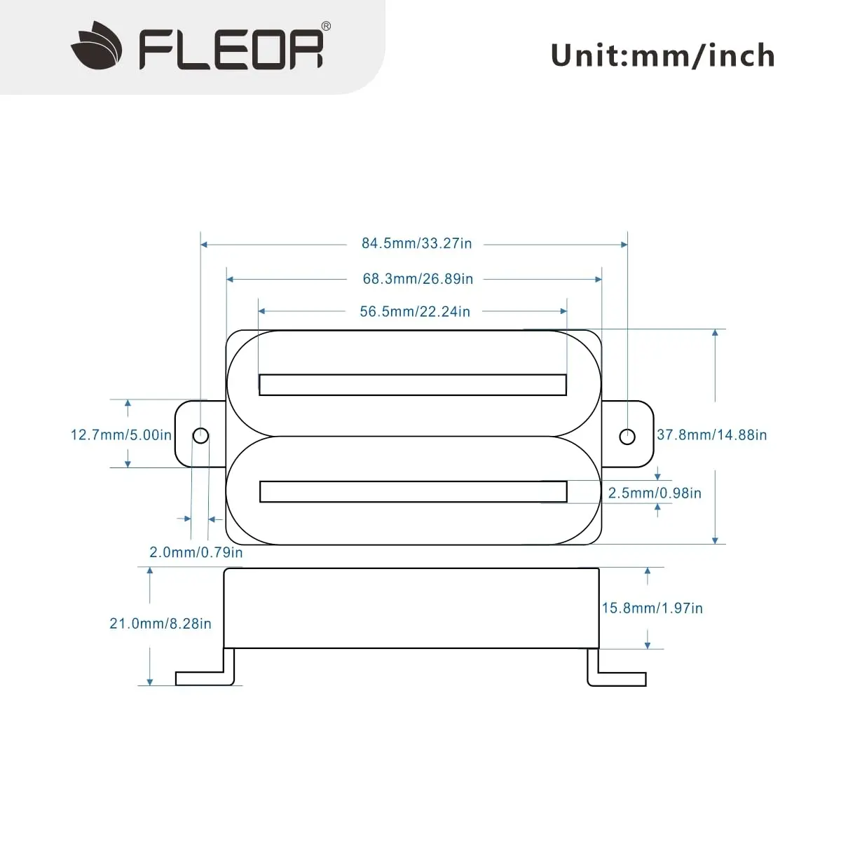 FLEOR High Output Bridge Pickup White | Dual Rail Humbucker for Electric Guitar - view 2