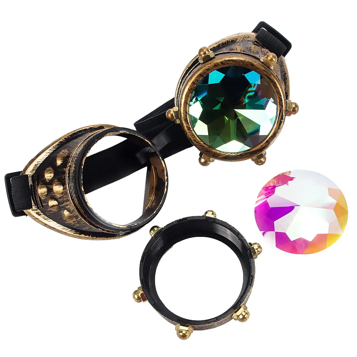 Lelinta Kaleidoscope Spiked Goggles with Adjustable Straps | Impact-Resistant Costume Eyewear for Women - view 4