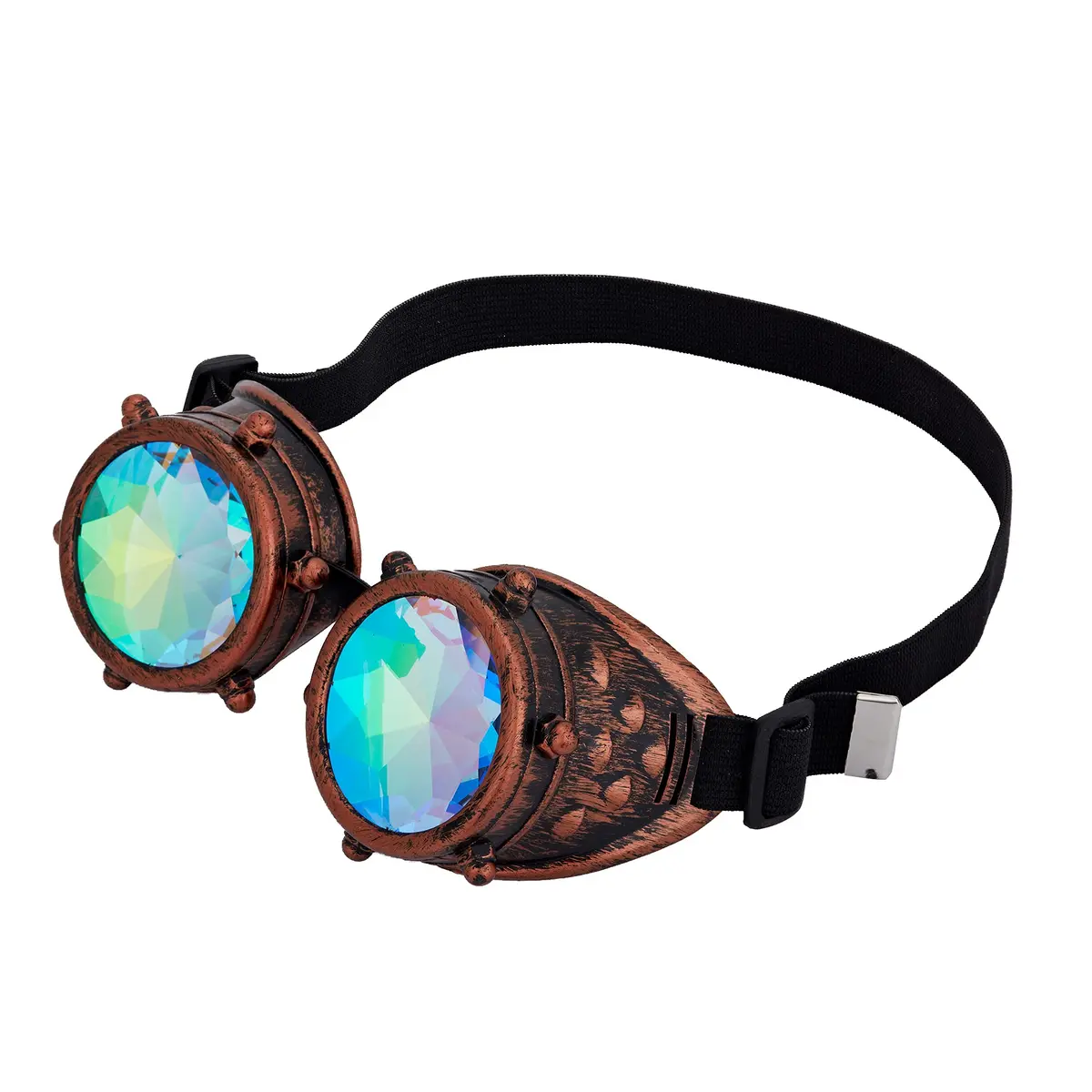 Lelinta Kaleidoscope Spiked Goggles with Adjustable Straps | Rainbow Crystal Lenses, Perfect for Raves, Costume Parties - view 5