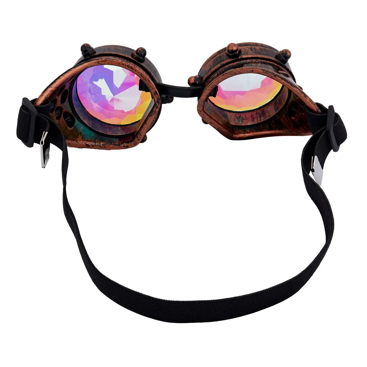 Lelinta Kaleidoscope Spiked Goggles with Adjustable Straps | Rainbow Crystal Lenses, Perfect for Raves, Costume Parties - view 6