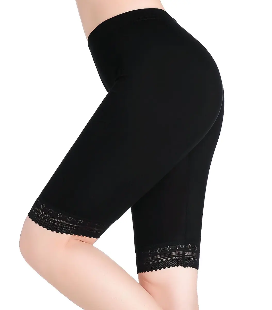 CnlanRow Womens Under Skirt Pants Soft Ultra Stretch Lace Trim Knee Length Leggings Fitness Sport Shorts Medium | Breathable, Lightweight & Perfect Fit - main product image