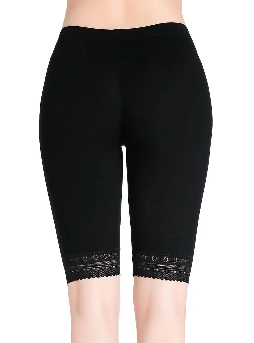 CnlanRow Womens Under Skirt Pants Soft Ultra Stretch Lace Trim Knee Length Leggings Fitness Sport Shorts Medium | Breathable, Lightweight & Perfect Fit - view 4
