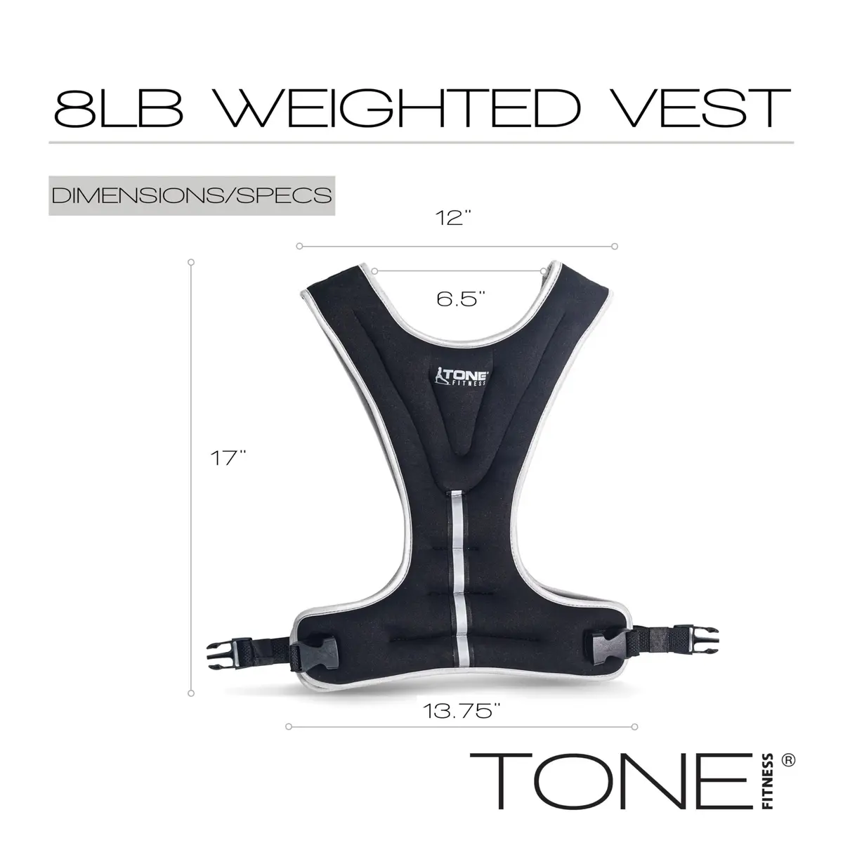Tone Fitness 8lb Weighted Vest | Adjustable Neoprene Workout Vest for Men & Women - view 4