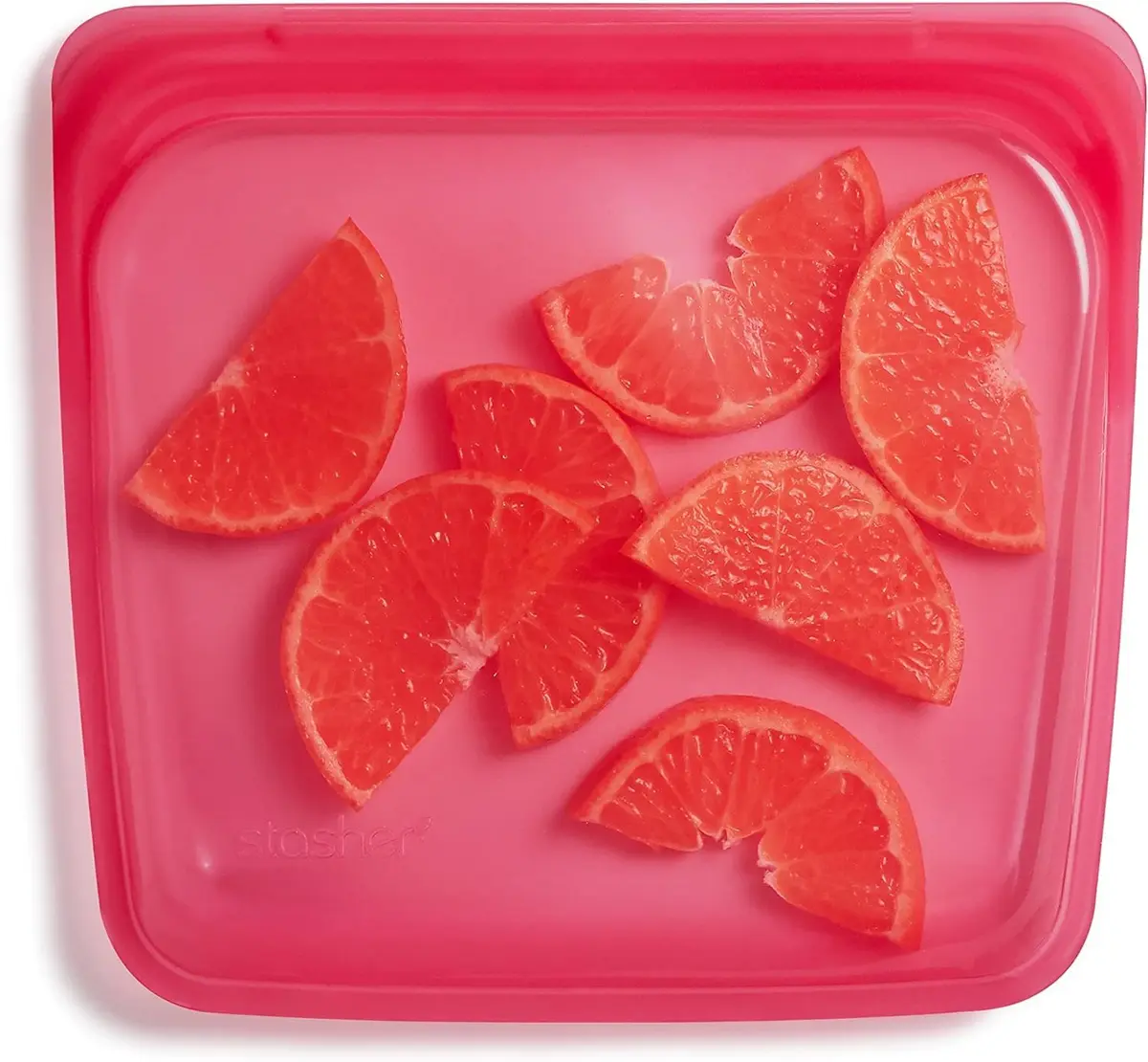 Stasher Premium Reusable Silicone Sandwich Bag Raspberry 1.5 L (28 oz) | Leak-Free Pinch-Loc Seal - main product image