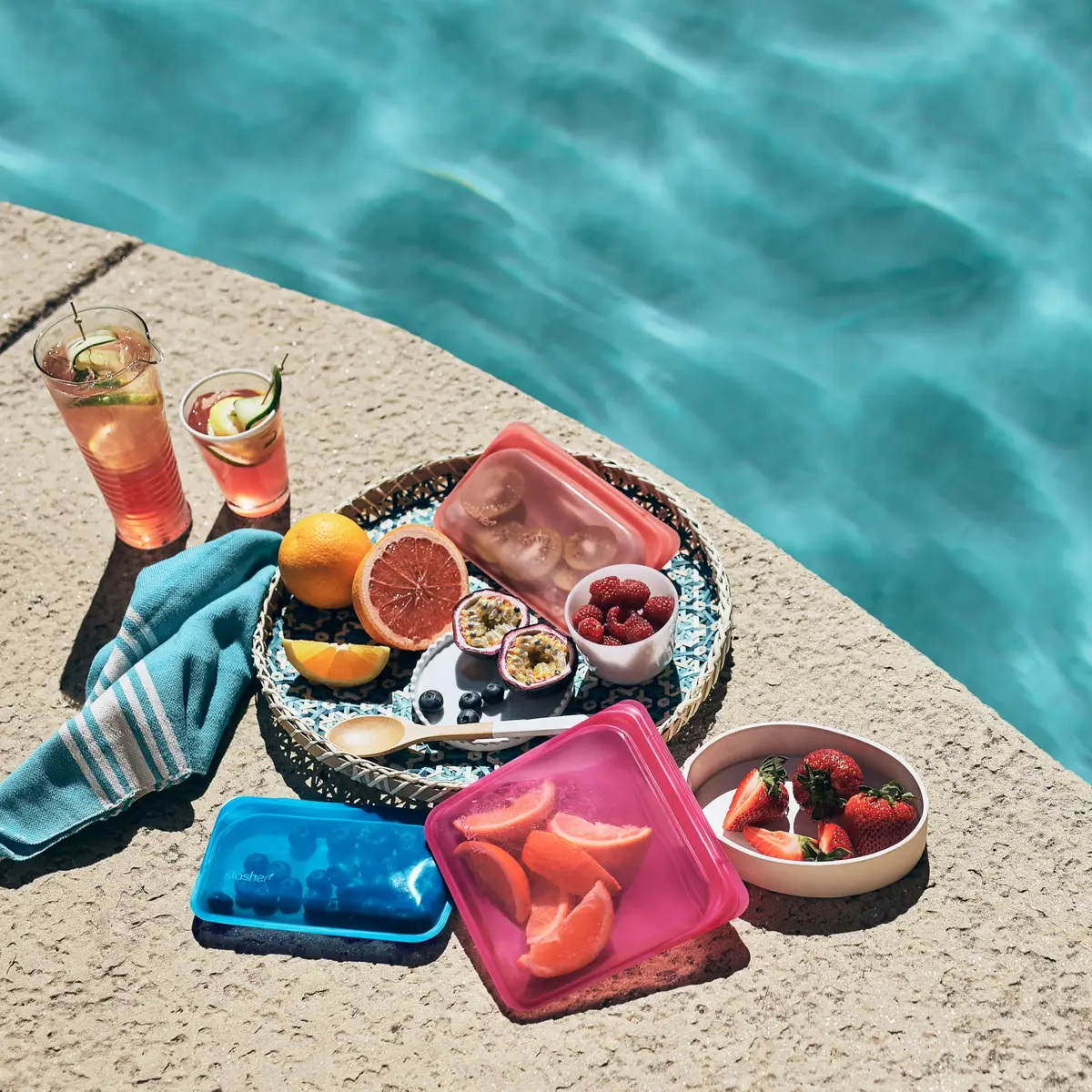 Stasher Premium Reusable Silicone Sandwich Bag Raspberry 1.5 L (28 oz) | Leak-Free Pinch-Loc Seal - view 3